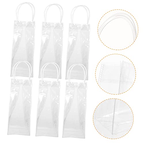 FONDOTIN 10 Stück Transparente PVC Tragetaschen für Weinflaschen Praktische Geschenktüten mit Knopfverschluss Wiederverwendbar für Hochzeiten Partys und Geschenkverpackungen von FONDOTIN