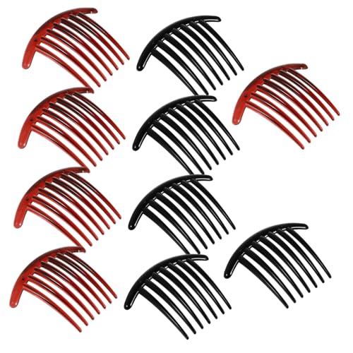 FONDOTIN 10 Stück Zähne Mondförmiger Haarkamm aus Kunststoff in Schwarz Rotbraun Haarschmuck für Damen Sicherer Langlebiger Haar Clip für Frisuren zu Party Hochzeit Alltag von FONDOTIN