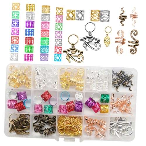 FONDOTIN 116 Stück Dreadlocks Zubehör Set Haarschmuck für Zöpfe Braid Charms und Haarmanschetten Leichtes Legierungsdesign für Party und Besondere Anlässe von FONDOTIN
