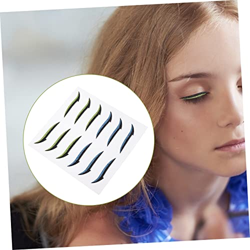 FONDOTIN 12 Paare Unsichtbare Eyeliner Streifen Doppelte Augenlid Aufkleber Schweißresistent Dünn und Natürlich Augen Make Up Werkzeug für Einzel und Doppel Blau und Grün von FONDOTIN