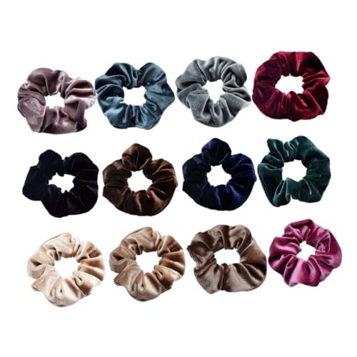 FONDOTIN 12 Stück Samt Haargummis Dehnbare Ponytail Halter für und Mädchen Farbenfrohe Haaraccessoires für von FONDOTIN