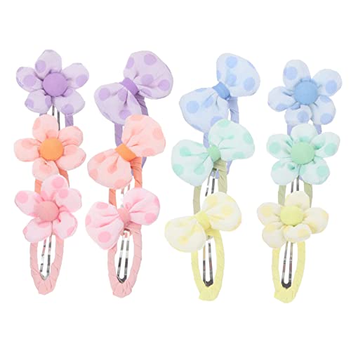 FONDOTIN 12 Stück Teiliges Bunte Stoff Blumen Haarspangen für Mädchen Leichte Haarklammern mit Schleifen Design Geeignet für Feines und Dickes Haar von Junge Mädchen Kleinkindern und von FONDOTIN