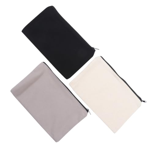 FONDOTIN 12 Stück Teiliges Canvas Zipper etui Multifunktionale Kosmetik Stifttaschen Langlebige Waschbare Stoffbeutel in Schwarz Beige für Makeup Stifte Reise und Aufbewahrung von FONDOTIN