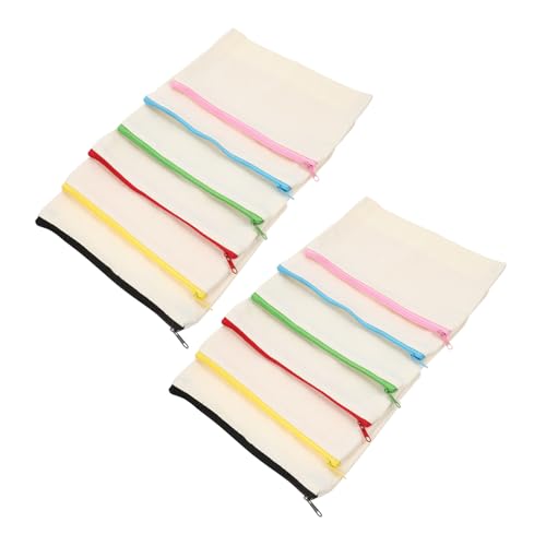 FONDOTIN 12 Stück Teiliges Leinwand Kosmetiktaschen mit Reißverschluss Große DIY Schminkbeutel für Reisen und Alltag Vielseitige Schwarze Canvas Täschchen zum Bemalen und Personalisieren von FONDOTIN