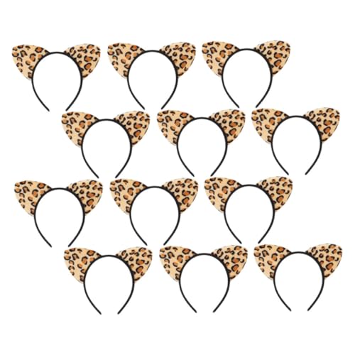 FONDOTIN 12 Stück Teiliges Leopardenmuster Haarreif mit Katzenohren Weiches Plüsch Party Haaraccessoire für Cosplay Karneval Mottoparty Dekorativer Zarter Stirnband Schmuck für Damen und von FONDOTIN