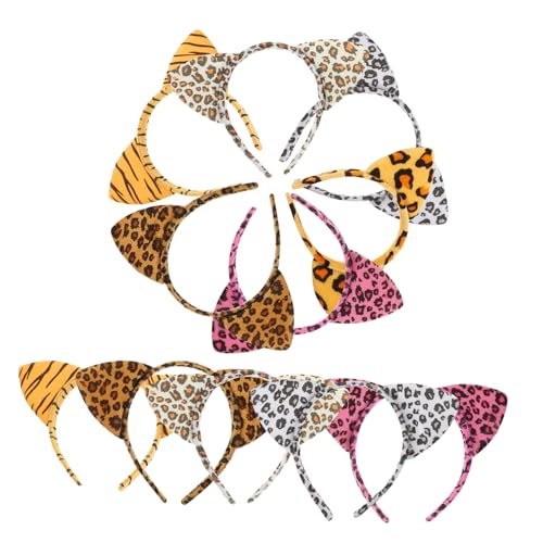 FONDOTIN 12 Stück Teiliges Leopardenmuster Katzenohren stirnband Cosplay Haarreif Tierhaarreifen für Frauen Karneval Kostüm Party Haaraccessoire von FONDOTIN