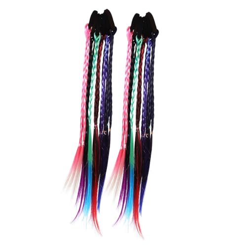 FONDOTIN 12 Stück Teiliges Synthetisches Geflochtenes Pferdeschwanz mit Bunten Haarsträhnen Leichte Lange Haarverlängerung für Mädchen für Cosplay Hochzeit und Alltag Komfortabel und von FONDOTIN