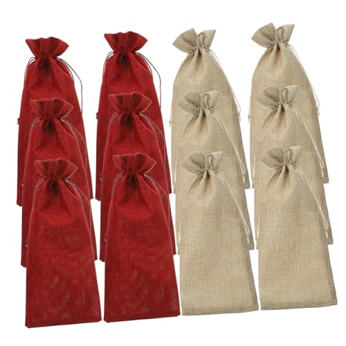 FONDOTIN 12 Stück Teiliges Weinflaschenbeutel aus Robustem Leinenimitat Strapazierfähige Geschenktaschen mit Kordelzug Stilvolle Tragetaschen für Weinflaschen Wiederverwendbar für von FONDOTIN