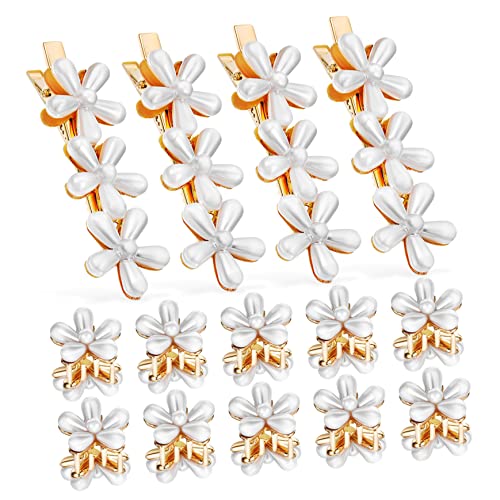 FONDOTIN 14 Stück Teiliges Perlen Haarspangen für Damen Blumenform Kleine Haarklammern Clips Haaraccessoires für Hairstyling und Tägliche Looks von FONDOTIN