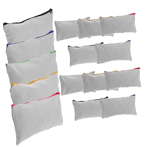 FONDOTIN 15Stücke Selbstgemacht Wärmeübertragungs Federmäppchen Leere Kosmetiktasche für Kreative Designs Reißverschluss Vielseitig Einsetzbar für Reisen und Aufbewahrung von FONDOTIN