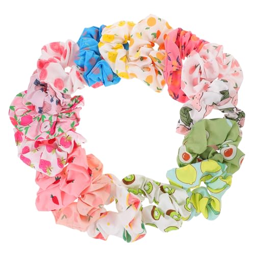 FONDOTIN 16 Stück Teiliges Elastische Haargummis mit Fruchtigem Muster Dehnbare Zopfgummis für Frauen und Mädchen Vielseitige Haarbänder als Haarschmuck und Armbandersatz von FONDOTIN