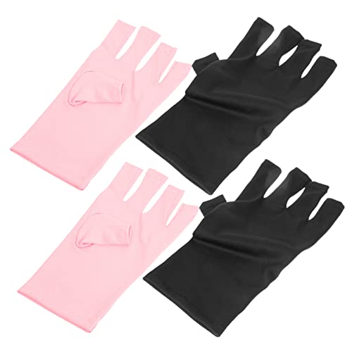 FONDOTIN 2 Paare Fingerlose UV Schutz Handschuhe für Damen Atmungsaktive Weiche Maniküre Handschuhe aus Schützend gegen UV Strahlen Beim Nageltrocknen Komfortabel und Wiederverwendbar von FONDOTIN