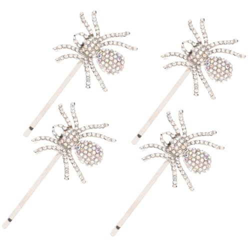 FONDOTIN 2 Paare Halloween Haarspangen mit Funkelnden Strasssteinen Spinnen Haarklammern für Damen und Mädchen Vielseitiges Halloween Haaraccessoire für Kostüme Fotoshootings und Alltag von FONDOTIN