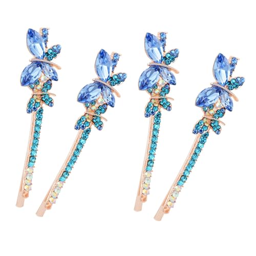 FONDOTIN 2 Paare Strass Schmetterling Haarspangen für Damen Funkelnde Haarclips mit Fester Befestigung Modische Haarschmuck accessoires für Party Alltag und Besondere Anlässe von FONDOTIN