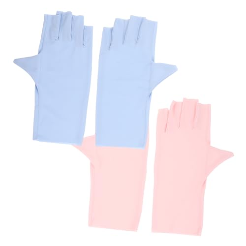 FONDOTIN 2 Paare UV Schutzhandschuhe für Maniküre Atmungsaktive Elastische Finger Handschuhe für Nagelkunst UV Lampen Schutz Hautfreundlich Wiederverwendbar Damen Farblich Sortiert von FONDOTIN