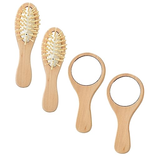 FONDOTIN 2 Sätze Handliches Haarbürsten und Spiegelsatz aus Holz Tragbares Teiliges Reise Set mit Massagekamm Kompakter Schminkspiegel für Damen als für Unterwegs und Alltag FONDOTIN 2 Sätze Handliches Haarbürsten und Spiegelsatz aus Holz Tragbares Teiliges Reise Set mit Massagekamm Kompakter Schminkspiegel für Damen als für Unterwegs und Alltag von FONDOTIN