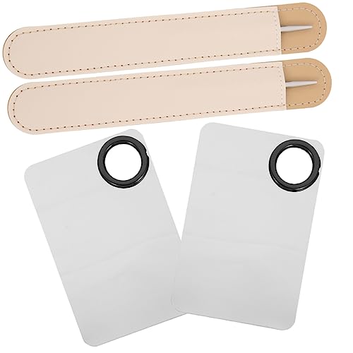 FONDOTIN 2 Sätze Make Up Spatel Set Teilig aus mit Mischpalette und Lederetui Glatte Oberfläche Leicht zu Reinigen für Foundation Lidschatten Lippenfarbe und Nail Art Praktische Profi von FONDOTIN