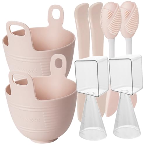FONDOTIN 2 Sätze Teiliges Silikon Gesichtsmaske Rührschüssel mit Pinsel DIY Hautpflege Werkzeug Weich Leicht zu Reinigen für Selber Machen Praktische Kosmetik Zubehör für Frauen von FONDOTIN