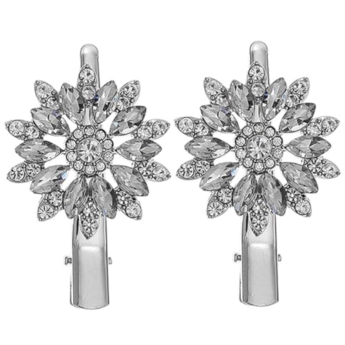 FONDOTIN 2 Stück Blumen Haarklammern Duckbill Clips für Damen Funkelnde Haarspangen für Hochzeiten Partys und Alltagslooks von FONDOTIN