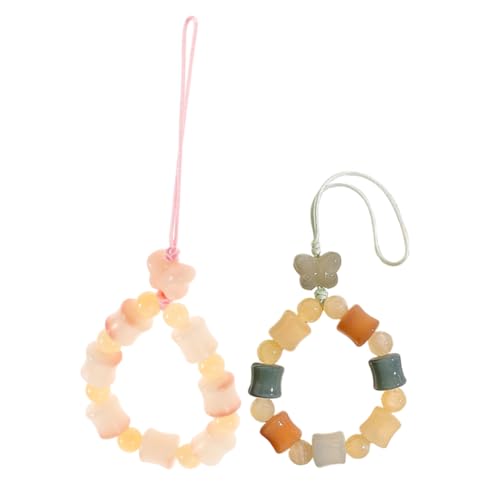 FONDOTIN 2stücke Handy-handgelenkschlaufe Mit Bodhi-perlen-anhänger Telefonkette Für Schlüssel Sport Reisen Autoschlüsselhalter Geldbörsen Handtaschen Leicht Und Tragbar von FONDOTIN