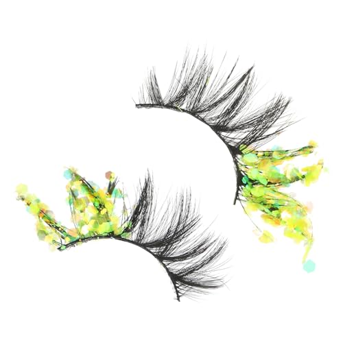 FONDOTIN 2 Stück Bunte Falsche Wimpern mit Glitzer Wiederverwendbare Eyelashes für Frauen Sicher und Bequem für Party Alltag und Besondere Anlässe von FONDOTIN