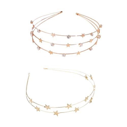 FONDOTIN 2 Stück Doppelter Fünfzackiger Stern Haarreif Glänzender Haarschmuck Damen Party Stirnband für Frauen Mädchen Brautfest Schmuck von FONDOTIN