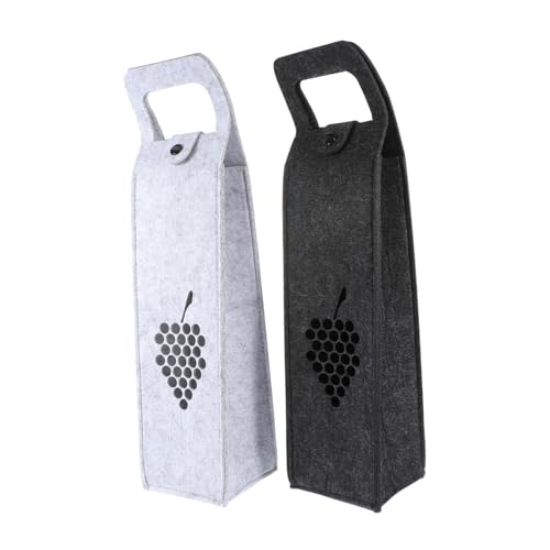 FONDOTIN 2 Stück Filz Weinflaschentaschen mit Henkel Praktische Tragetaschen in und Dunkelgrau Schützende Flaschenbeutel für Einzelne Weinflaschen Stilvolle Geschenkverpackung für Party von FONDOTIN
