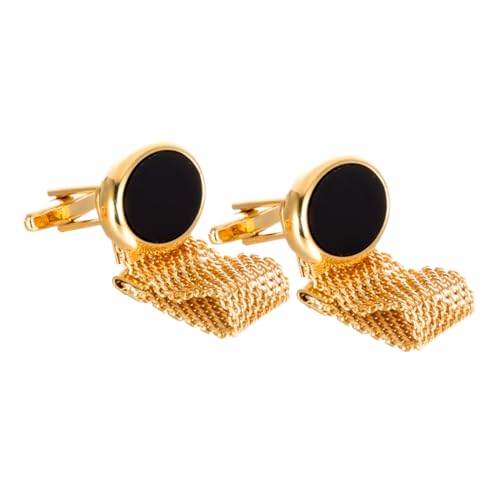 FONDOTIN 2 Stück Goldene Ovale Manschettenknöpfe mit Kette Stilvolle Metallknöpfe für Hemden und Mäntel Teiliges Leichte Langlebige Schmuckknöpfe zur Kleidungsdekoration von FONDOTIN