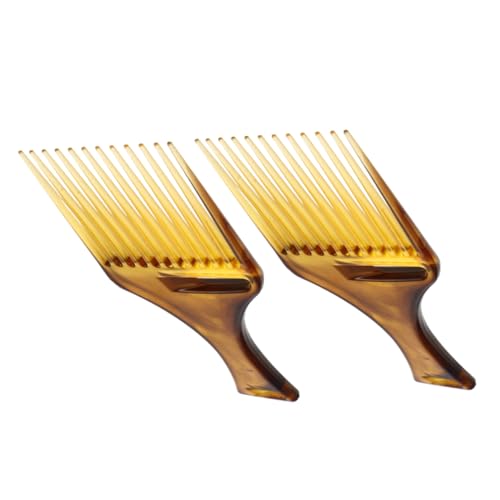 FONDOTIN 2 Stück Grobzinkiger Afro Pick Kamm Breitzinkiger Bernsteinfarbener Kunststoffkamm für Lockiges Haar Retro Vintage Styling Schonendes Entwirren Leicht Tragbar für Damen und Herren FONDOTIN 2 Stück Grobzinkiger Afro Pick Kamm Breitzinkiger Bernsteinfarbener Kunststoffkamm für Lockiges Haar Retro Vintage Styling Schonendes Entwirren Leicht Tragbar für Damen und Herren von FONDOTIN