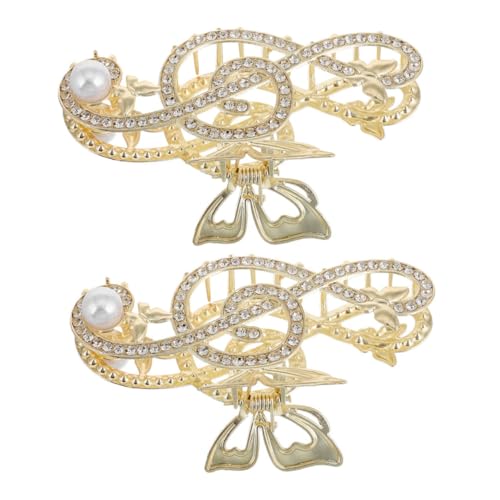 FONDOTIN 2 Stück Große Haarklammern für Dickes Haar Funkelnden Strass musiknoten und Stabilen Perlen Rutschfeste Haarklammer Damen Haarschmuck für Hochzeit Alltag Partys und Brautjungfern von FONDOTIN