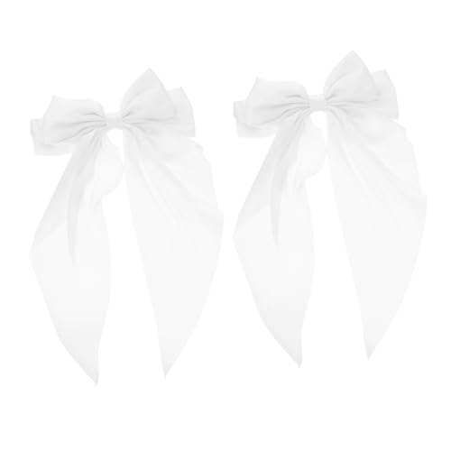 FONDOTIN 2 Stück Großer Haarschleifen Clip für Mädchen Rutschfeste Federnde Haarklammer mit Weißem Schleifen Knoten Modischer Haarschmuck für Dickes und Dünnes Haar Teiliges für Party und von FONDOTIN