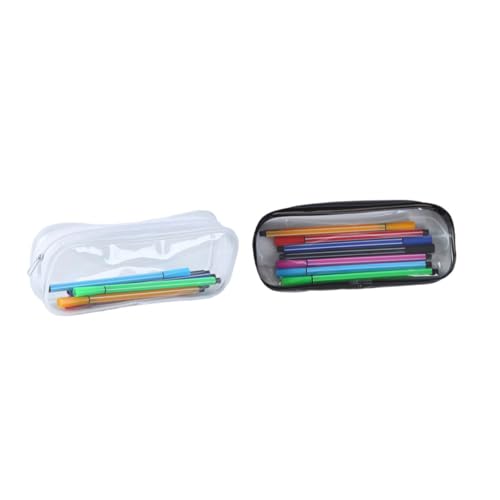 FONDOTIN 2 Stück Großes Federmäppchen PVC Transparent Stifttasche mit Reißverschluss Multifunktional für Schule Jungen Mädchen Schreibwaren Organizer Klar Transparent von FONDOTIN
