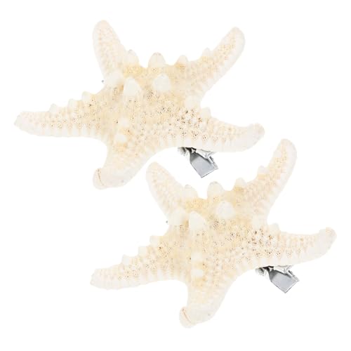FONDOTIN 2 Stück Handgefertigte Natürliche Weiße Seestern Haarspangen Strand Haarschmuck für Frauen Mädchen Elegant und Einzigartig Dekoration für Party und Alltag von FONDOTIN