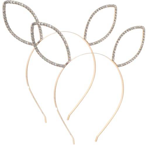 FONDOTIN 2 Stück Hasenohren Haarreif mit Rhinestone Dekoration für Erwachsene Glitzerndes Kostümzubehör für Partys Hochzeiten und Halloween Feiern von FONDOTIN