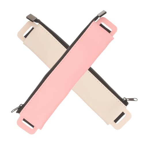 FONDOTIN 2 Stück Hochwertige PU Leder Stifthalter mit Elastischem Verschluss Stilvolle Federtasche für Schule und Büro Praktische Schreibgeräte Aufbewahrungstasche in Khaki und Schick für von FONDOTIN