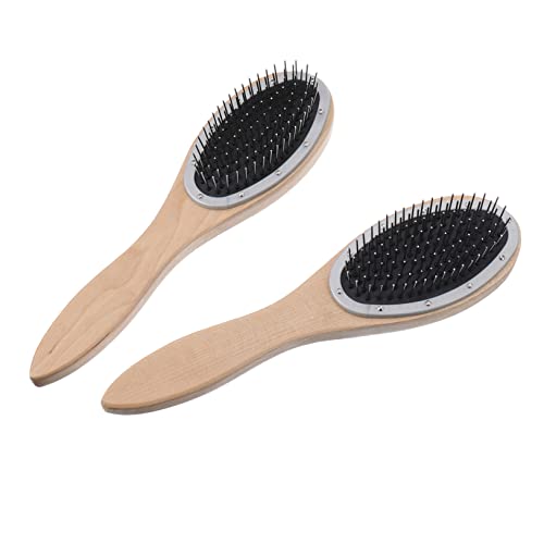FONDOTIN 2 Stück Holzkamm mit Ergonomischem Griff Sanfter Entwirrkamm zur für Damen und Herren Strapazierfähiger Leichter Holz Haarbürste Vielseitig für Haartypen Geeignet von FONDOTIN