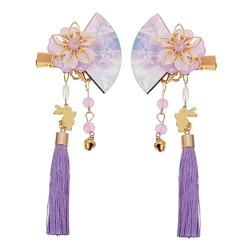 FONDOTIN 2 Stück Japanische Fächer Haarspangen für Damen Haarschmuck mit Quasten und Perlen für Hochzeiten Partys und Besondere Anlässe von FONDOTIN