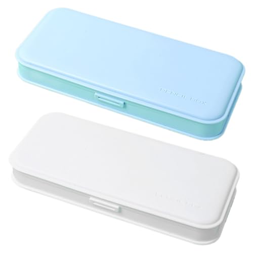 FONDOTIN 2 Stück Kleine Stiftebox aus Langlebigem PP Tragbare Federtasche mit Großem Fassungsvermögen Schlichtes Design Einfach zu Öffnen als Schreibzubehör für Schüler und Zufällige Farbe von FONDOTIN