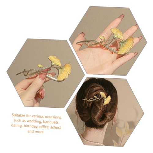 FONDOTIN 2 Stück Legierte Ginkgoblatt Haarklammern Leicht Robust Stilvolle Haarschmuck Für Damen Hochzeit Alltag Elegante Haarspangen Frisurhalter von FONDOTIN