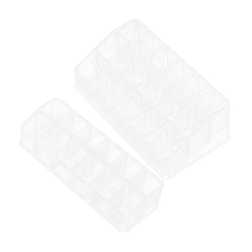 FONDOTIN 2 Stück Lipgloss Aufbewahrungsbox Teilig Transparent Lippenstift Organizer Fächern Stabiles Display für Kosmetikaufbewahrung Platzsparend und Robust für Schminktisch von FONDOTIN