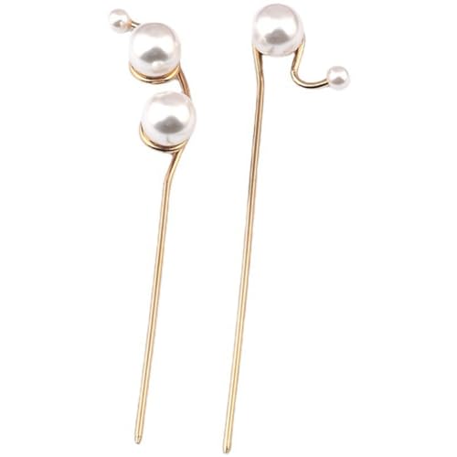 FONDOTIN 2 Stück Metall Haarnadeln mit Perlen Langlebige Haarnadeln für Dutt und Chignon Damen Haarschmuck Klassisch Vintage Geeignet für Hochzeit Party Alltag von FONDOTIN