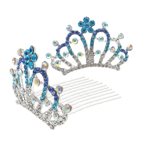 FONDOTIN 2 Stück Mini Tiara Strass Haarkamm mit Farbverlauf Damen Rhinestone Diadem für Stilvolle Frisuren Braut Hochzeit Party Haarschmuck von FONDOTIN