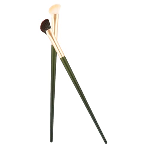 FONDOTIN 2 Stück Nasen schattenpinsel mit Grünem Holzgriff Weichen Schwarzen und Weißen Borsten Tragbarer Makeup pinsel für Präzises Konturieren für Damen und Make up anfänger von FONDOTIN
