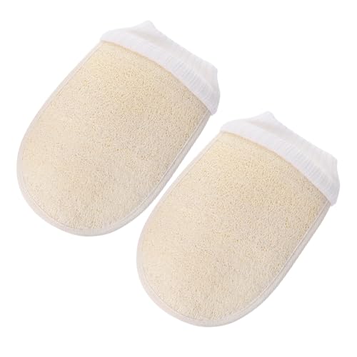 FONDOTIN 2 Stück Peelinghandschuhe Natürlichem Loofah Sanfte Körperpeeling badehandschuhe zur Hauterneuerung und Durchblutungsförderung Hautfreundlich und Geschenkidee für Damen und Herren von FONDOTIN