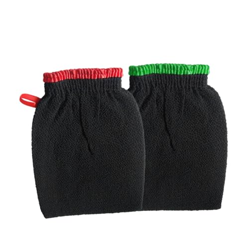 FONDOTIN 2 Stück Peelinghandschuhe aus Schwarzem Kunstseide Material Dehnbar und Maschinenwaschbar für Dusche und Sauna mit Praktischem Aufhängeband Passend für Männer Zufällige Farbe FONDOTIN 2 Stück Peelinghandschuhe aus Schwarzem Kunstseide Material Dehnbar und Maschinenwaschbar für Dusche und Sauna mit Praktischem Aufhängeband Passend für Männer Zufällige Farbe von FONDOTIN