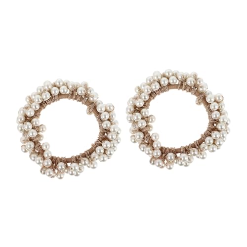 FONDOTIN 2 Stück Perlen Haargummis Handgemachte Elastische Haarschmuck Ringe für Damen Vielseitig und Komfortabel für Täglichen Gebrauch und Langlebig von FONDOTIN