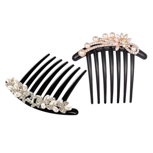 FONDOTIN 2 Stück Perlen Haarkamm Brautschmuck mit Strassverzierung Eleganter Haarseitenkamm für Bräute Teiliges Blumen und Pfauenmotiv für Hochzeit Party und Festliche Anlässe von FONDOTIN