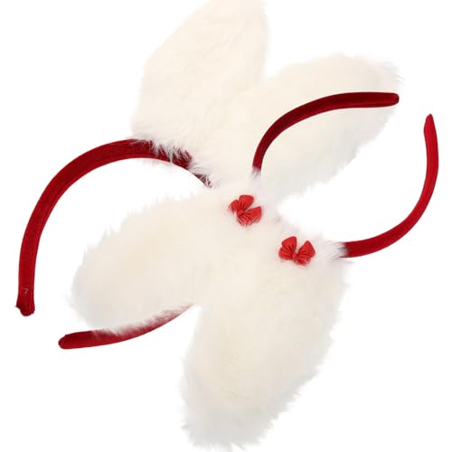 FONDOTIN 2 Stück Plüsch Hasenohren Haarreif Weiches Bunny Headband mit Realistischem Kaninchen Ohr Design Kuscheliges Party Haarband für Karneval Ostern Mottoparty und Festliche Anlässe von FONDOTIN