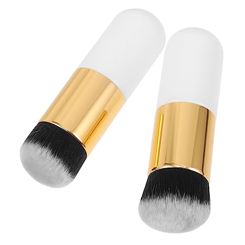 FONDOTIN 2 Stück Puder und Foundation Pinsel mit Flauschigen Synthetischen Borsten Professionelle Make Up Tools für Contouring Blending und Highlighting für und Mädchen von FONDOTIN