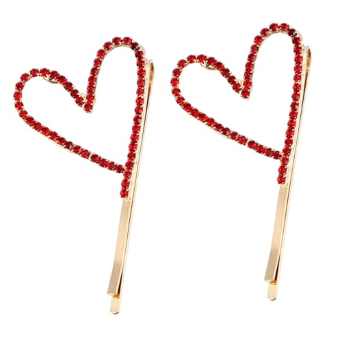 FONDOTIN 2 Stück Rhinestone Haarklammern Herzförmig Rote Strass haarspangen Aus Langlebigem Legierungsmetall Für Damen Mädchen Modischer Haarschmuck Elegantes Accessoire Für Alltag Und von FONDOTIN